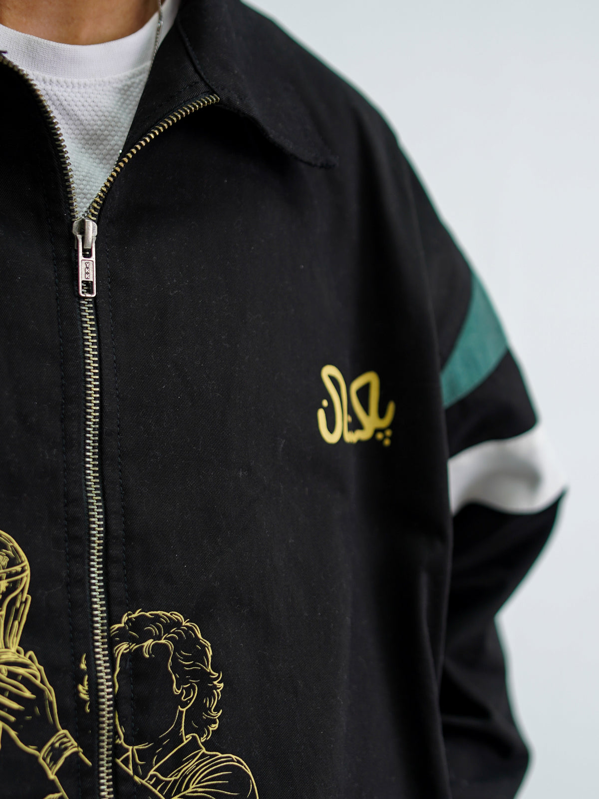 Cornered Tigers '92 unisex jacket on female model — Rakh Nostalgia Winter 26