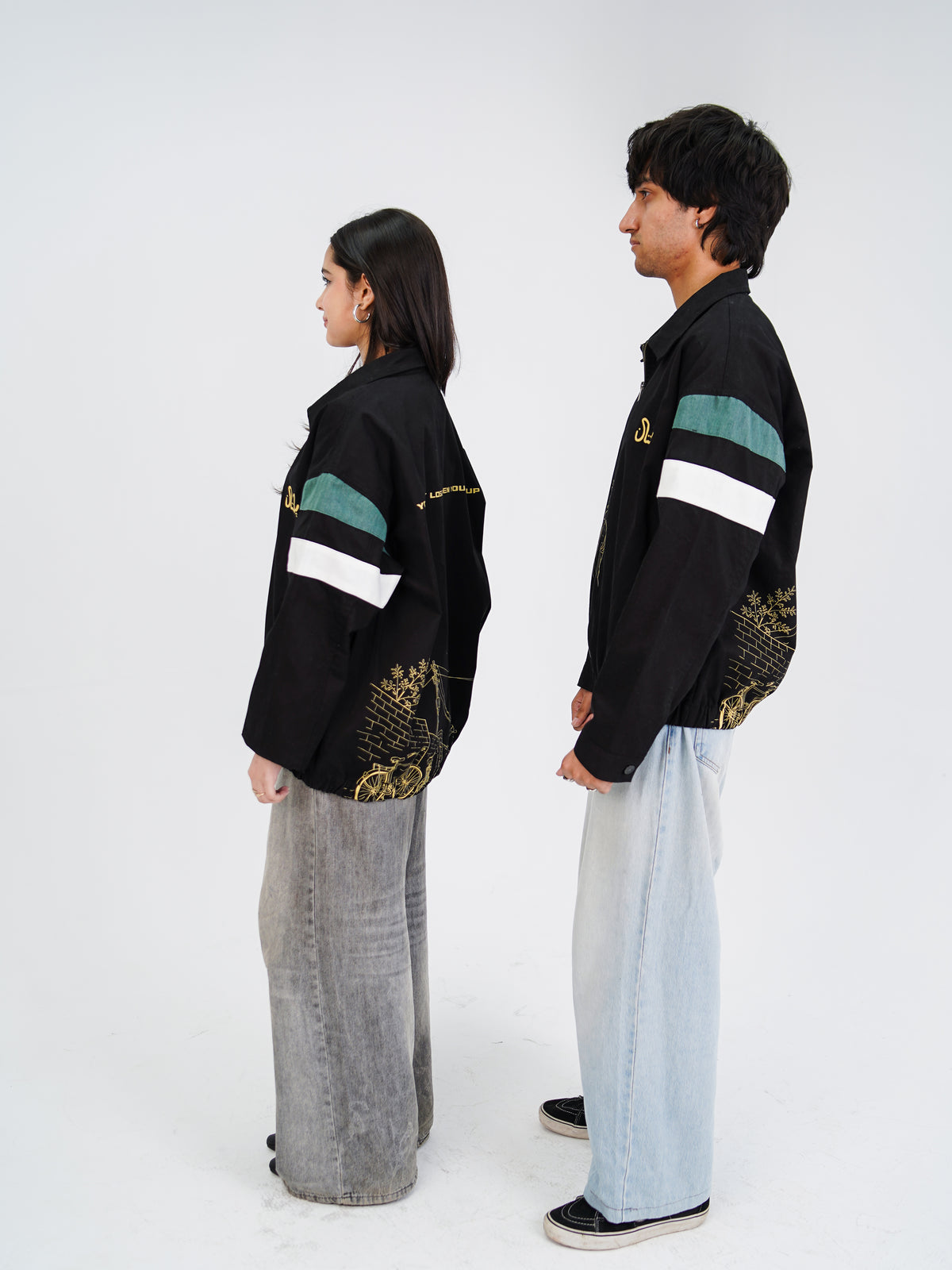 Cornered Tigers '92 black cricket jacket with collar and metal zip — made in Pakistan